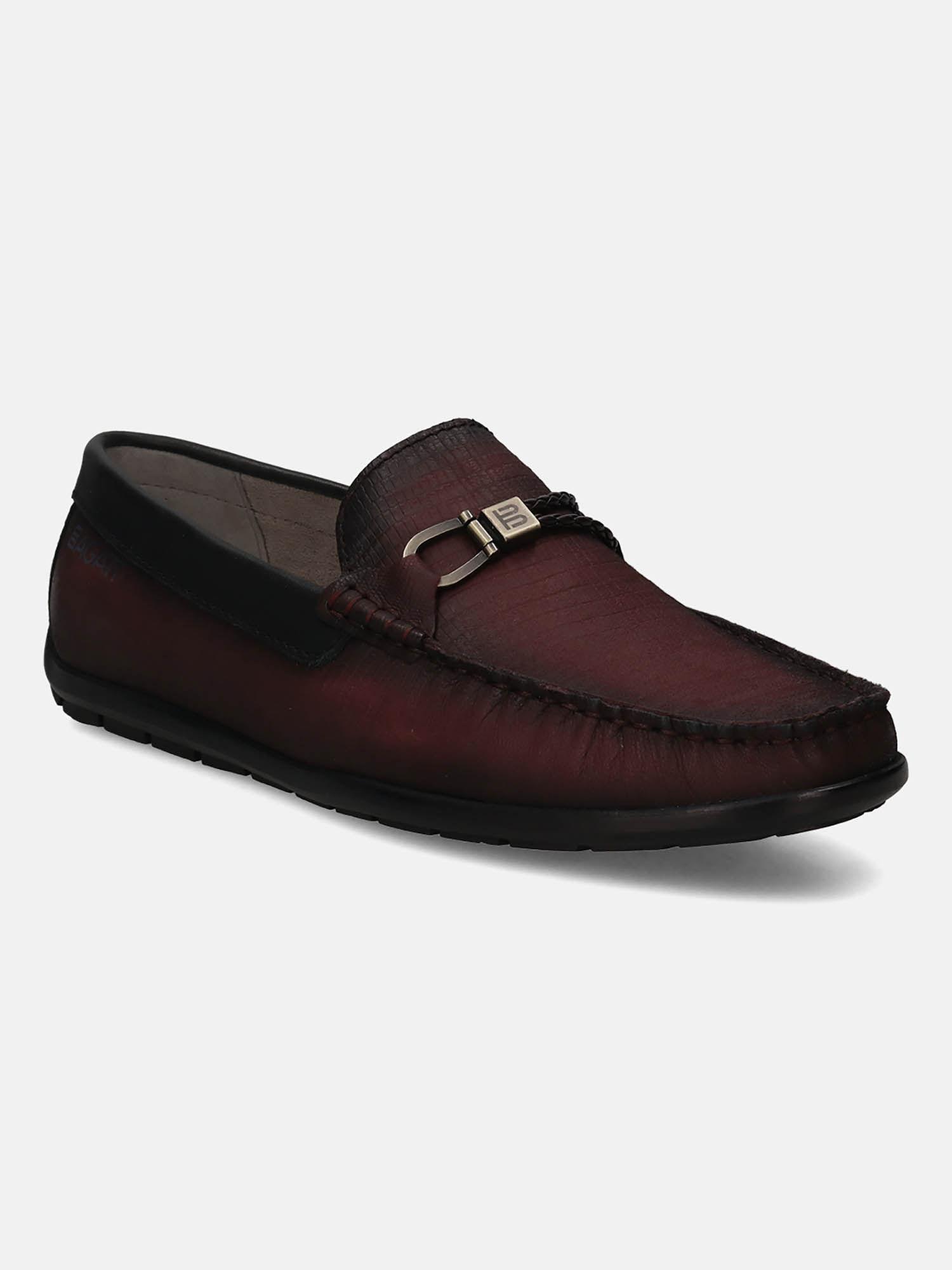 xline men bordo leather casual loafers slip-on