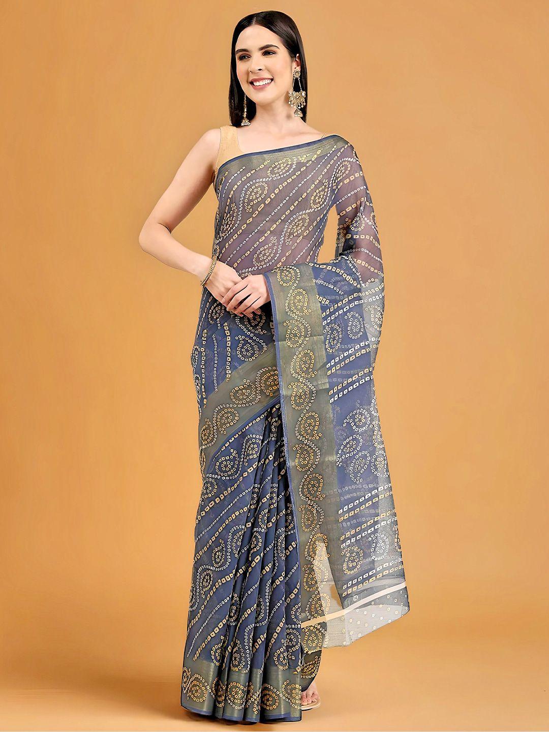 xo love bandhani printed zari bandhani saree