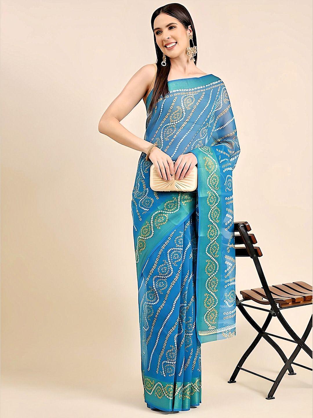 xo love printed zari bandhani saree