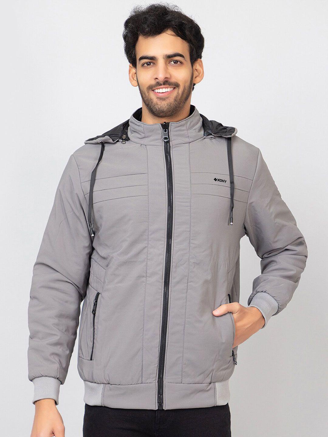 xohy hooded lightweight cotton bomber jacket