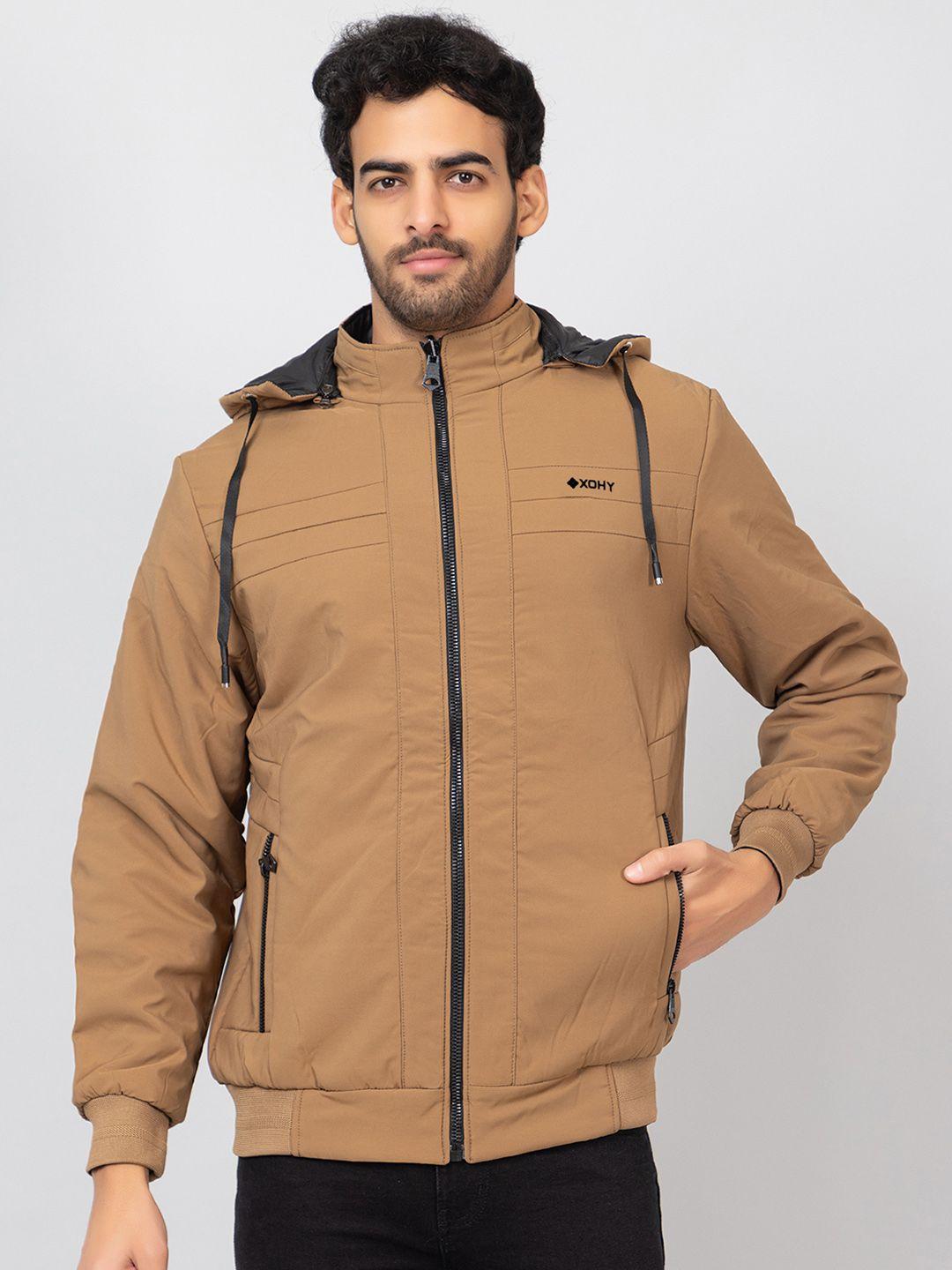 xohy hooded lightweight cotton bomber jacket