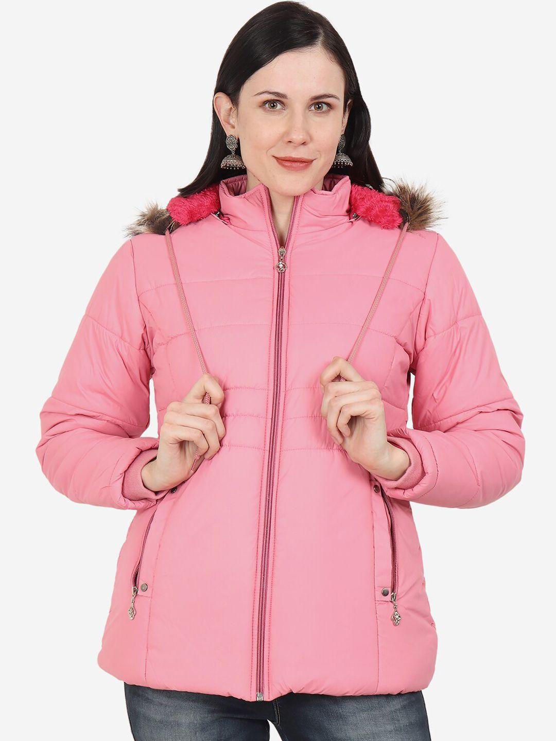 xohy women pink lightweight longline outdoor parka jacket