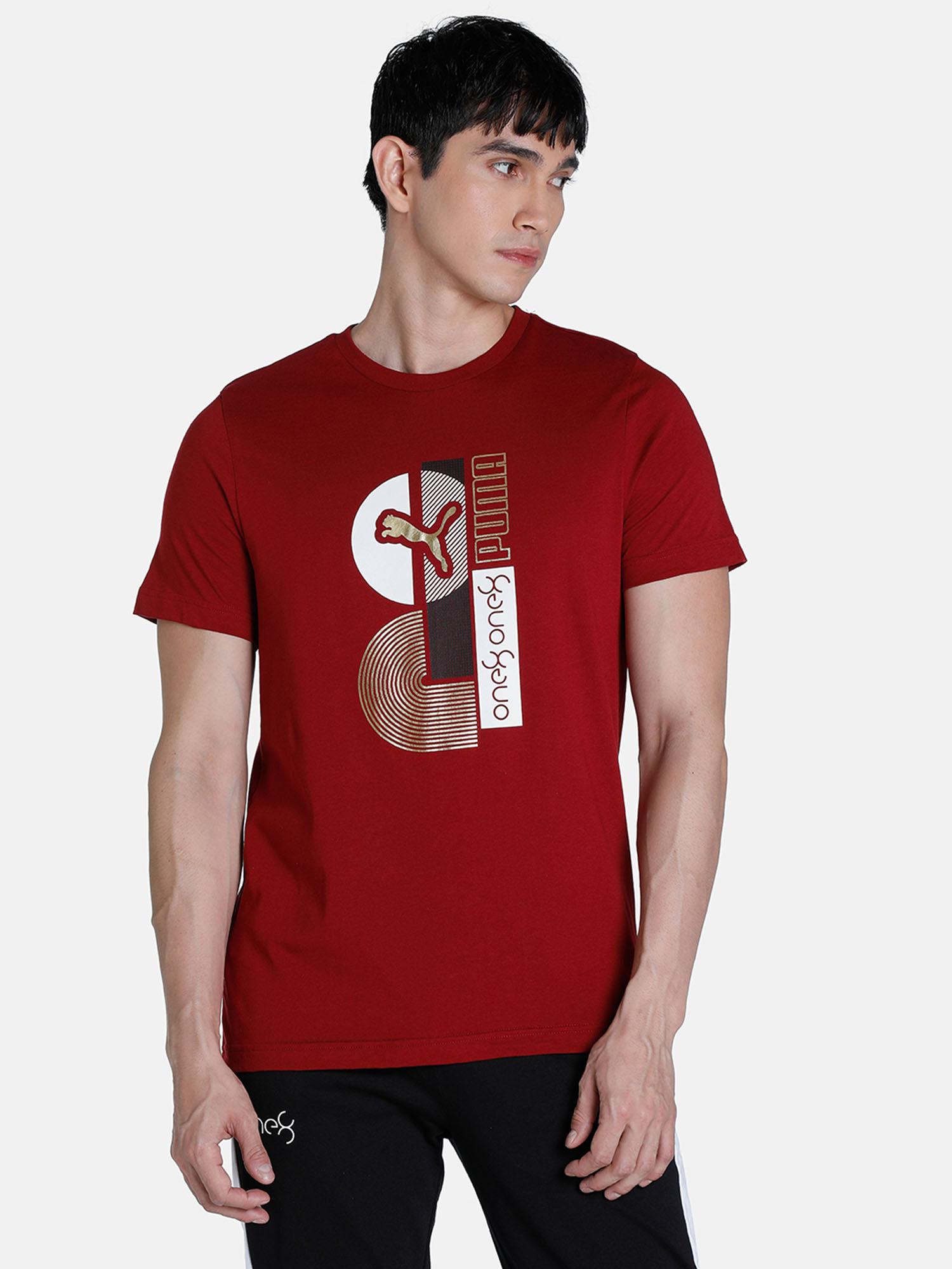 xone8 gold foil men's red t-shirt