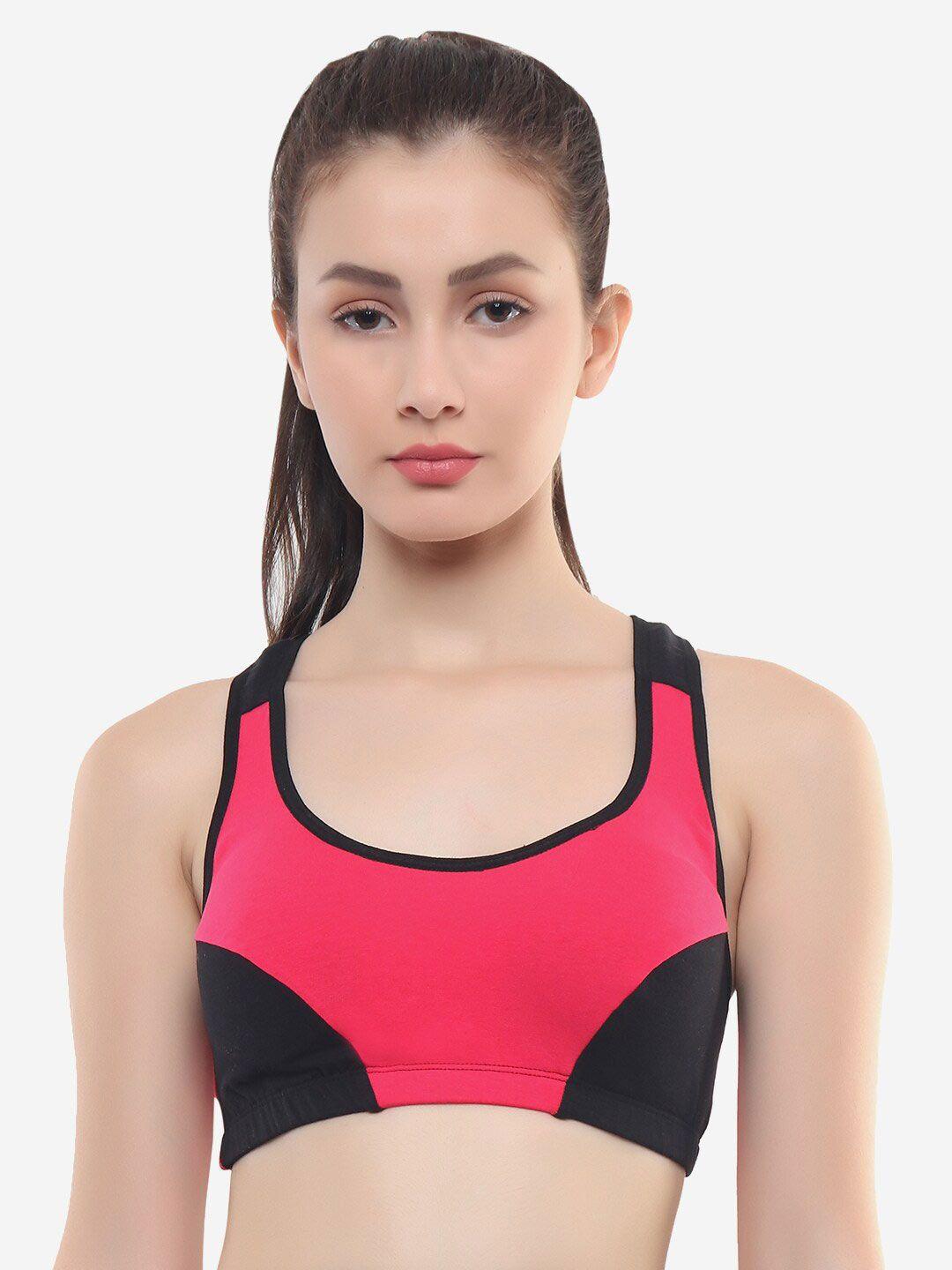 xoxo design colourblocked non padded all day comfort rapid-dry sports workout bra