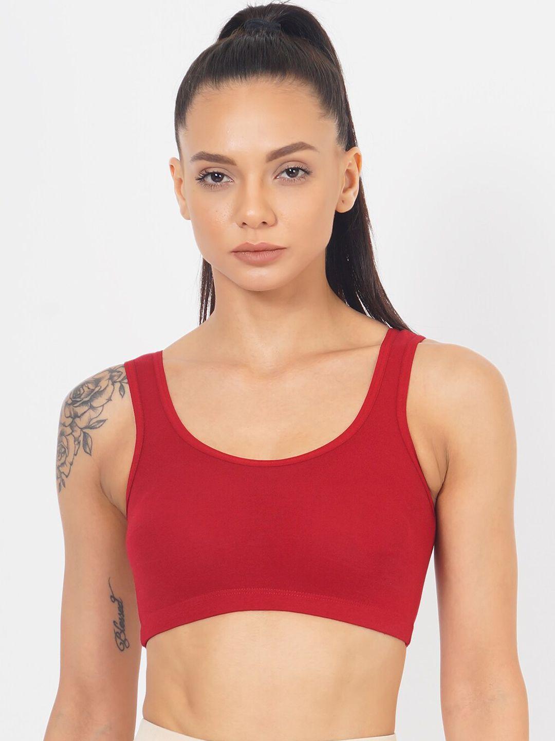 xoxo design maroon solid anti odour workout bra - non-wired non-padded