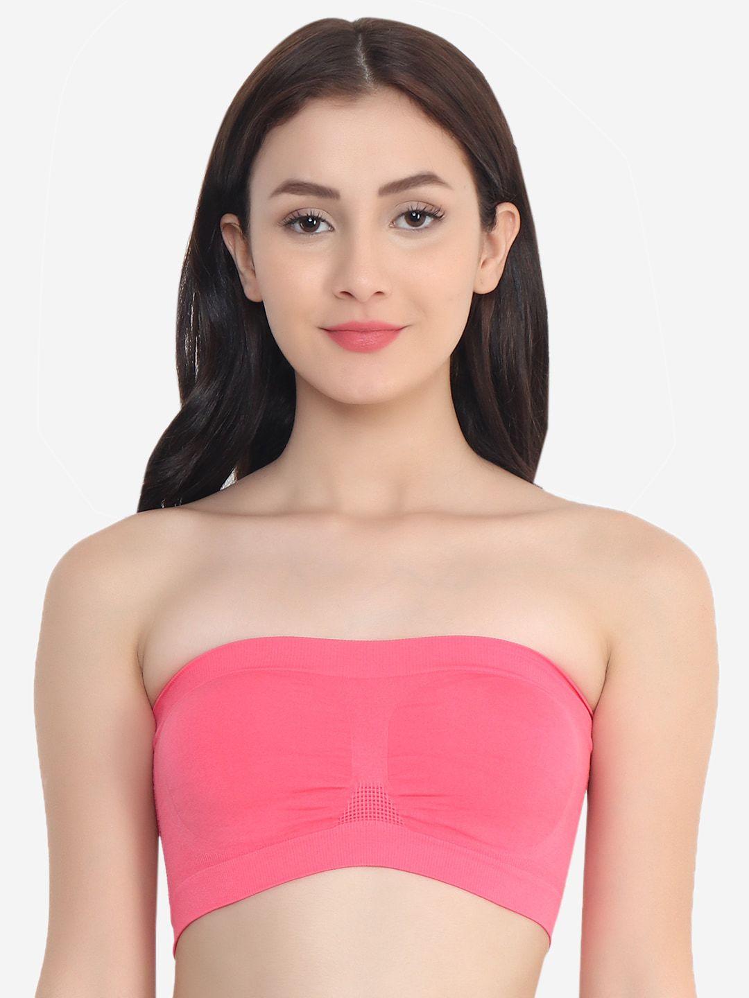 xoxo design pink non wired medium coverage bandeau bra