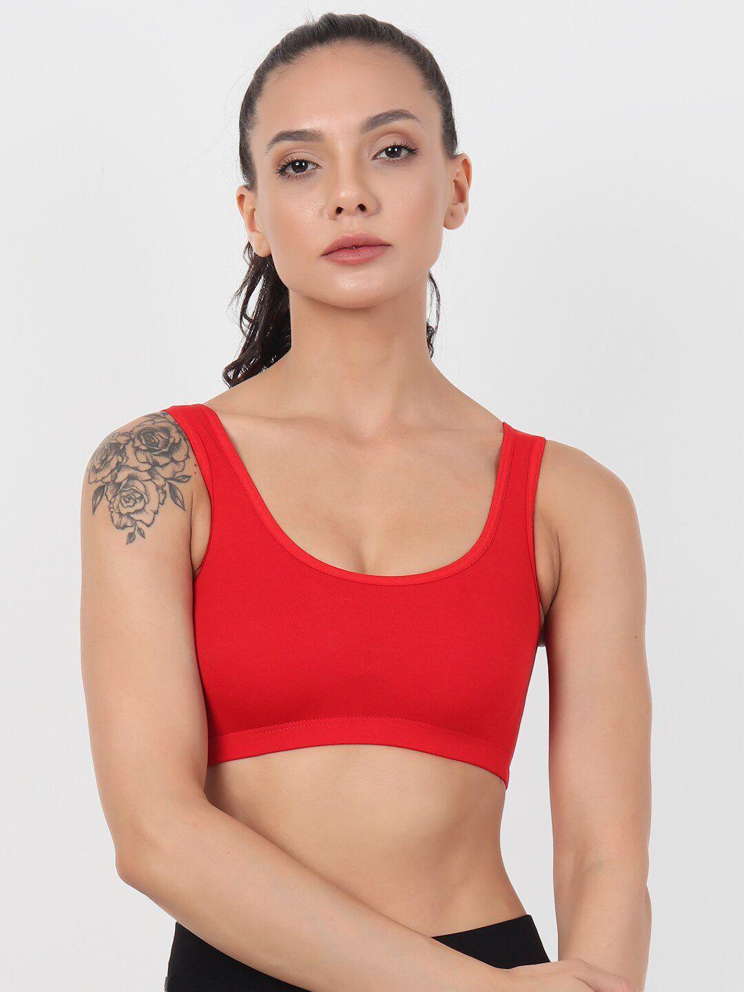 xoxo design women red solid non padded sports bra