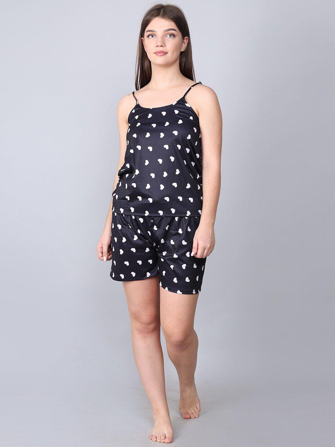 xpiox polka dots printed night suit
