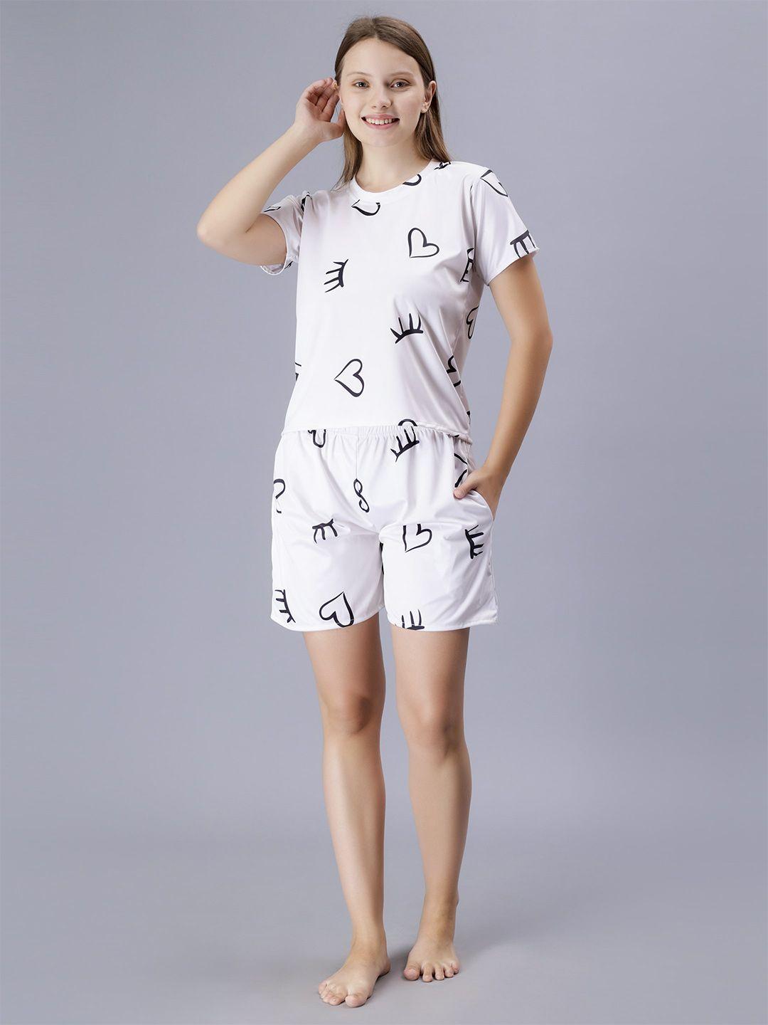 xpiox conversational printed satin night suit