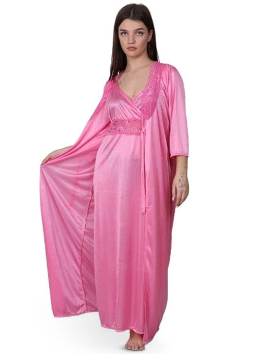 xpiox satin maxi nightdress with robe