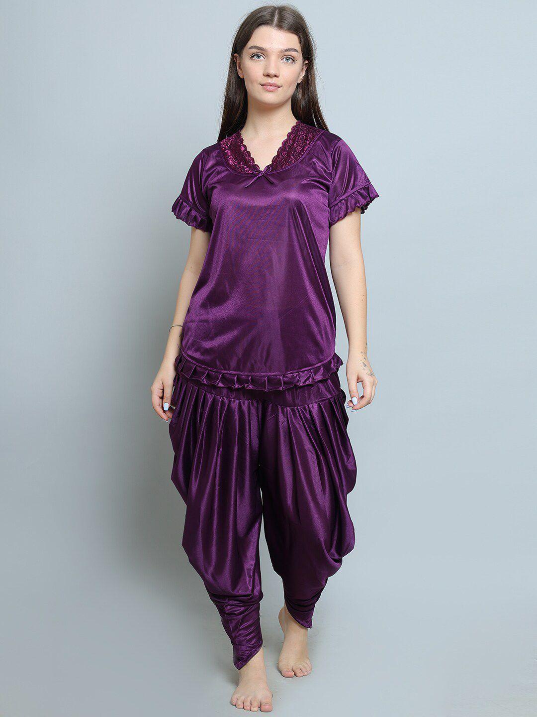 xpiox satin top & dhoti pant night suit