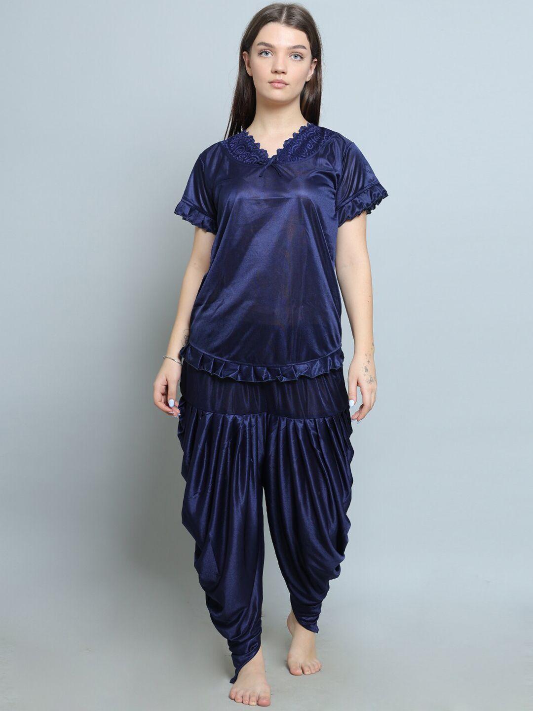 xpiox v-neck satin top with dhoti