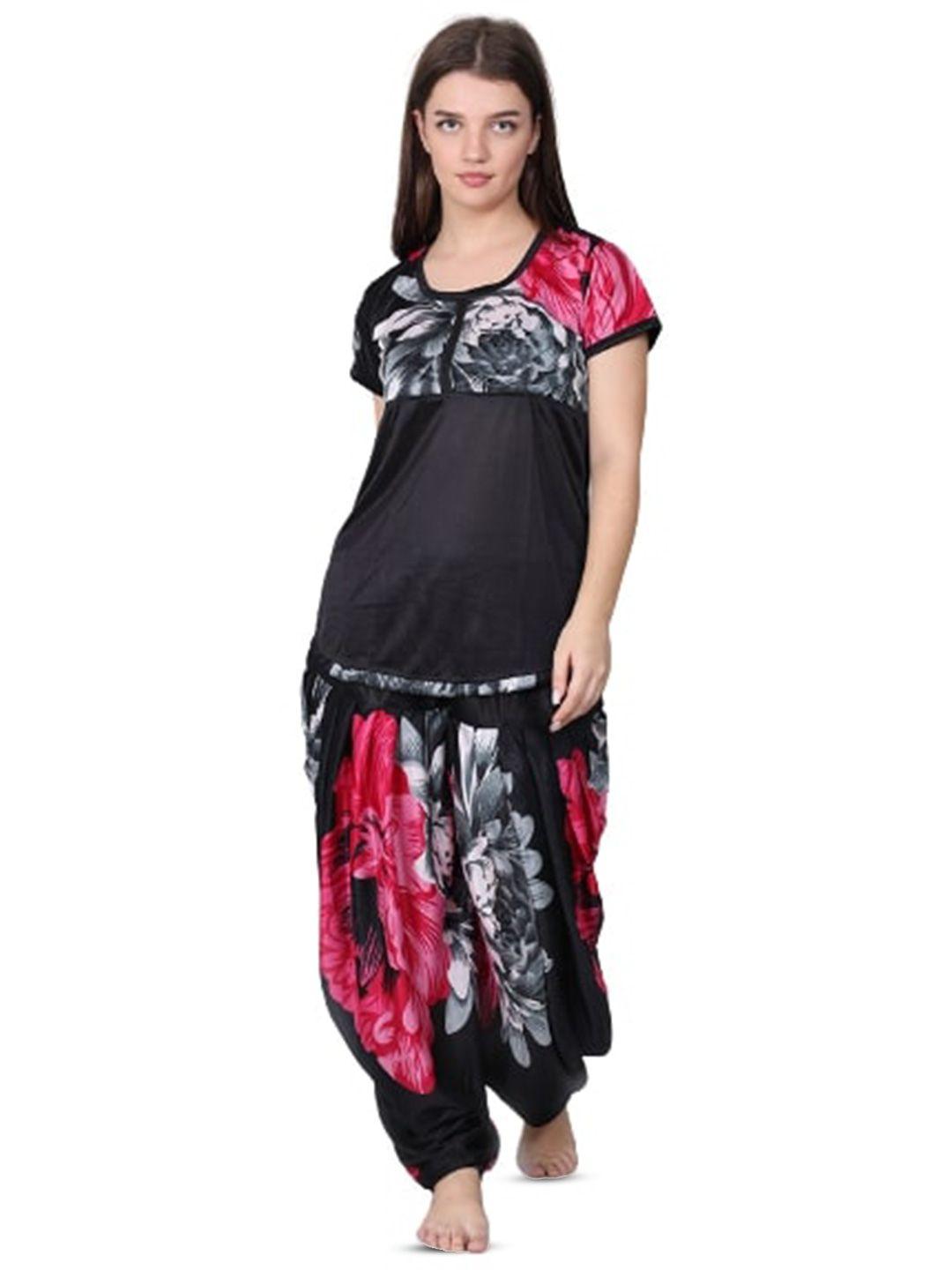 xpiox women floral printed satin night suit