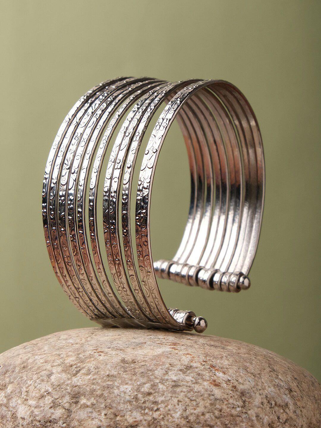 xpnsv women brass silver-plated cuff bracelet