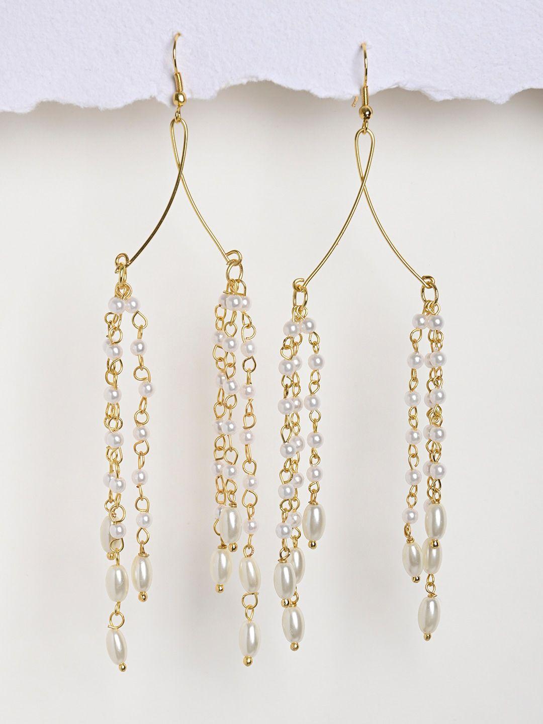 xpnsv gold-plated contemporary pearls drop earrings