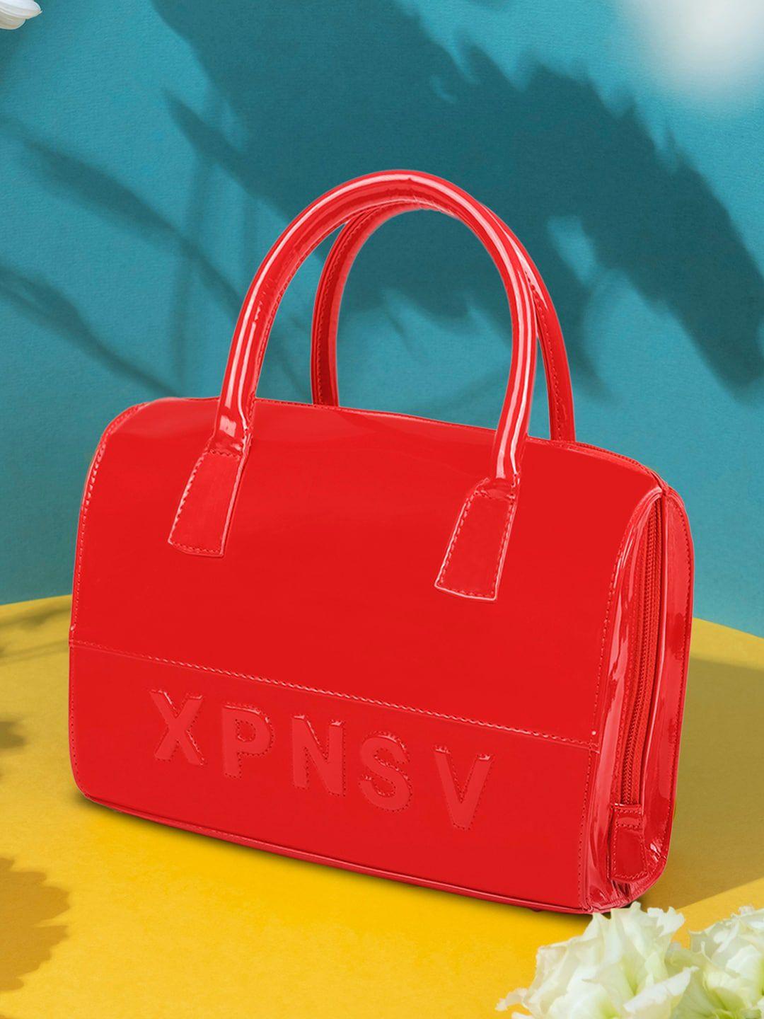 xpnsv red textured pu handheld bag