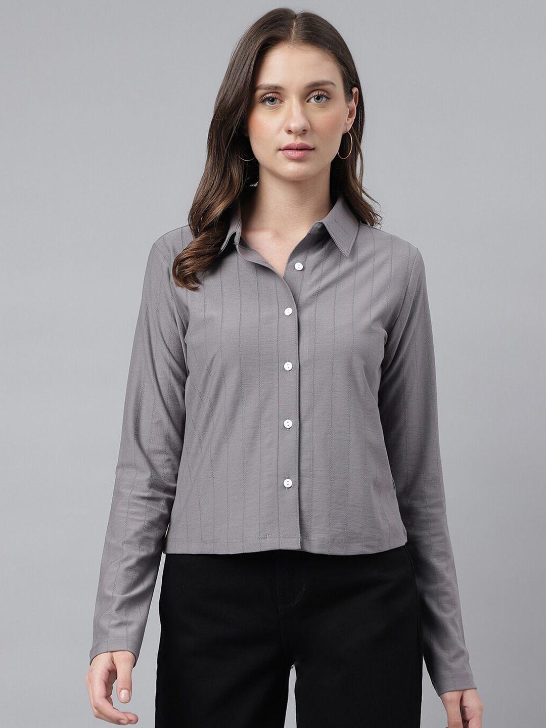 xpose vertical striped spread collar comfort casual shirt