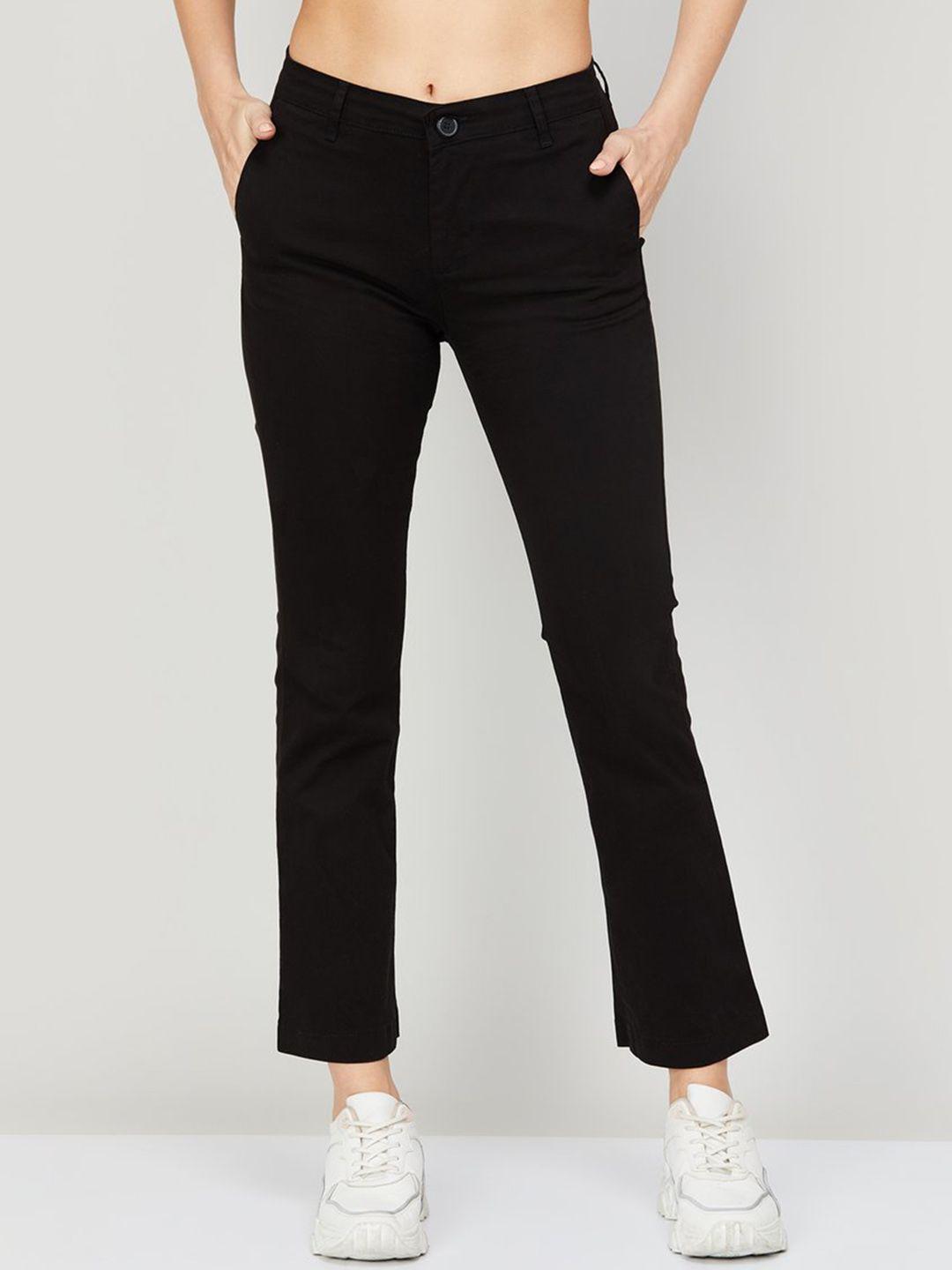 xpose women black comfort high-rise trousers