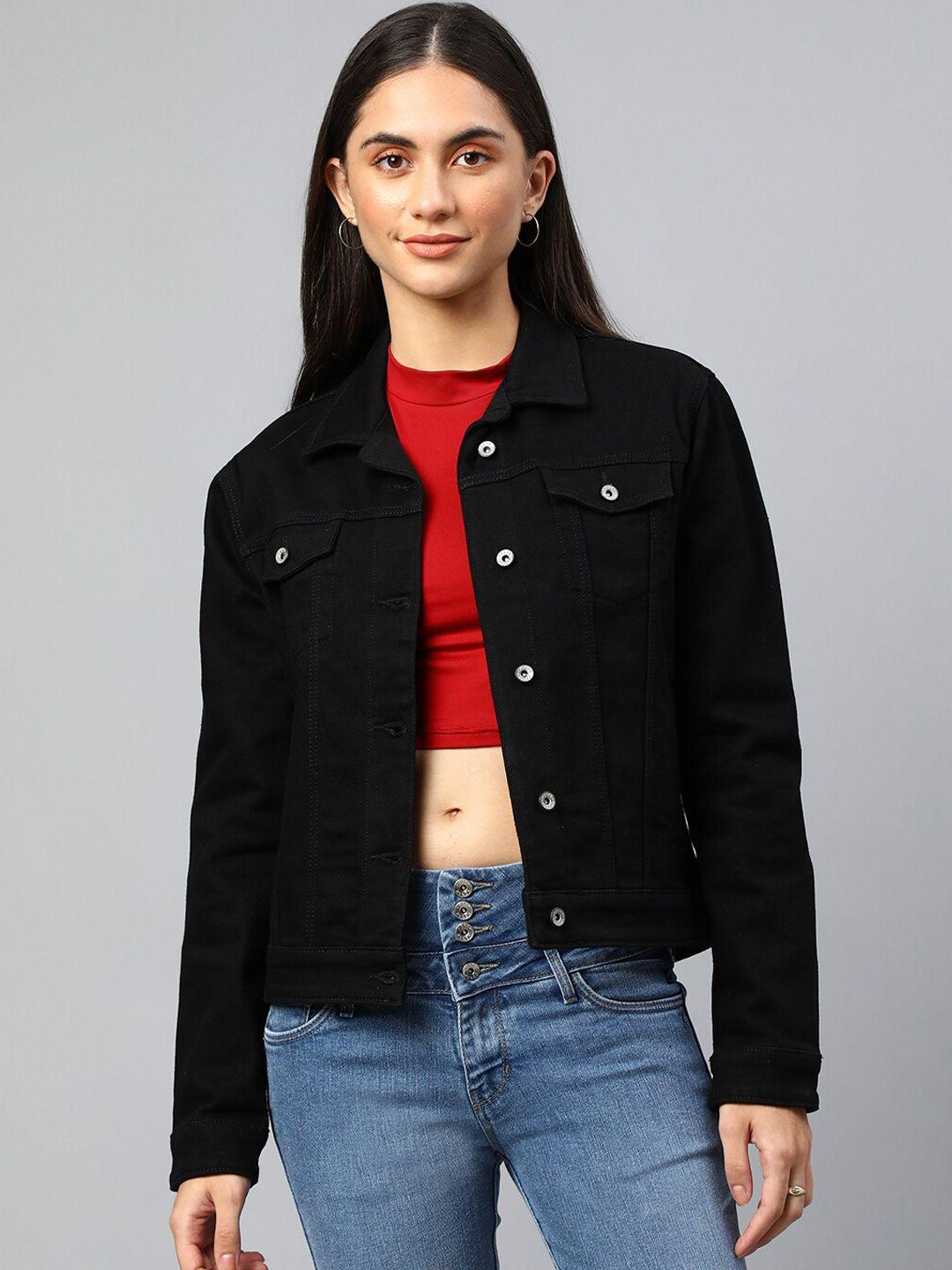 xpose women black lightweight denim jacket
