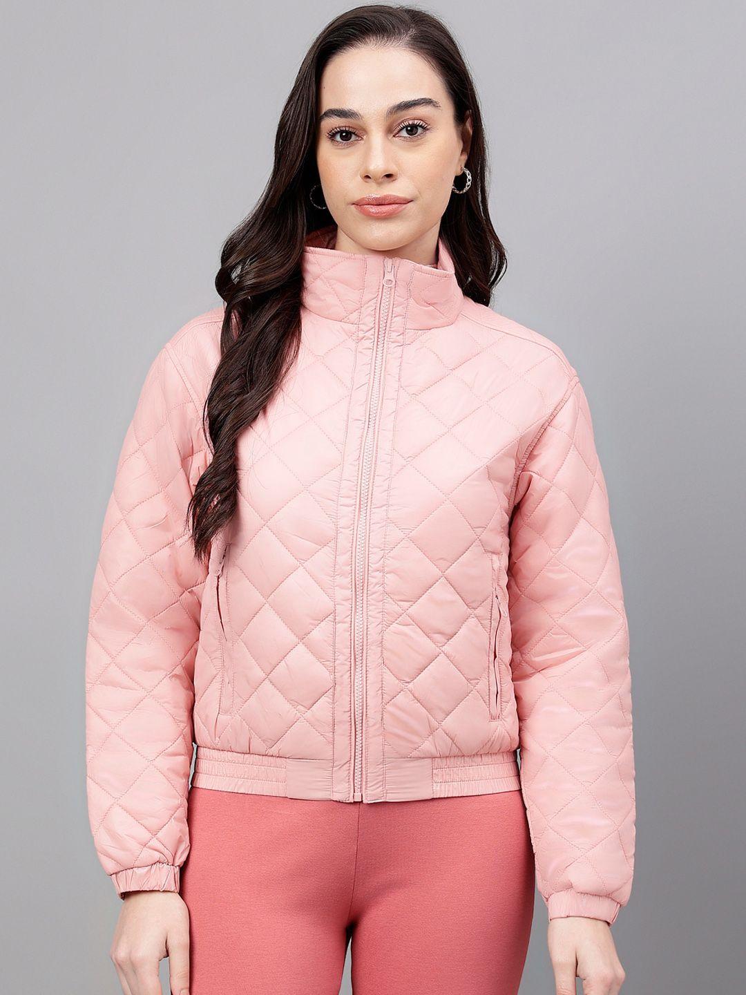 xpose women pink geometric lightweight puffer jacket