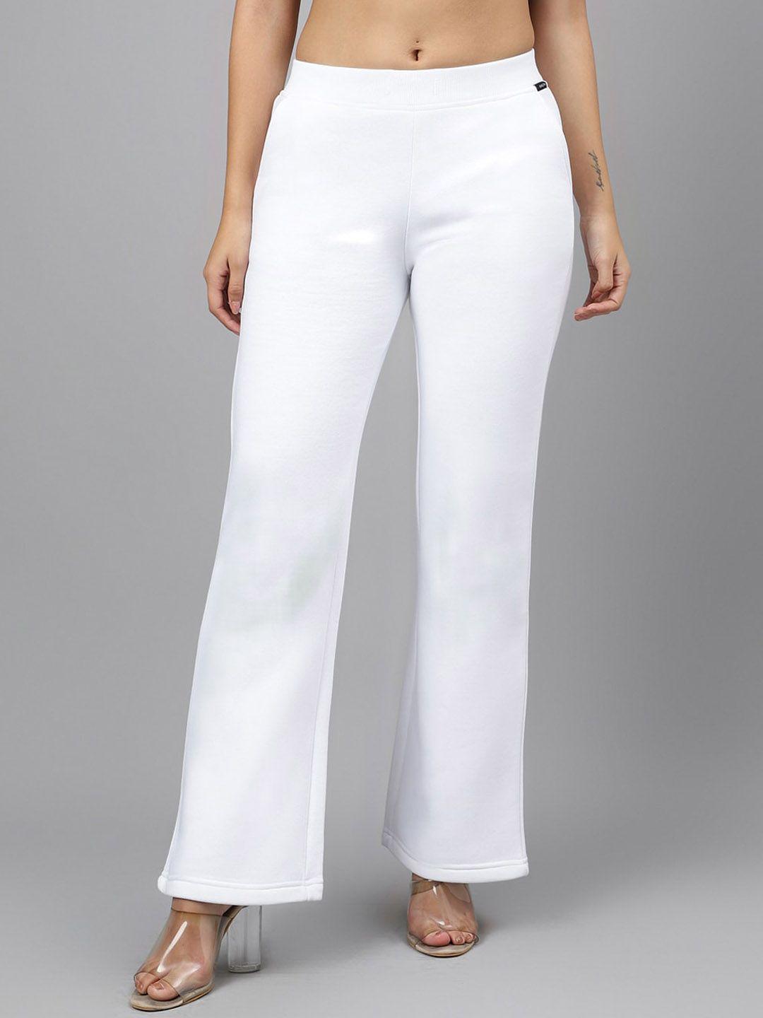 xpose women white comfort straight fit high-rise easy wash trousers
