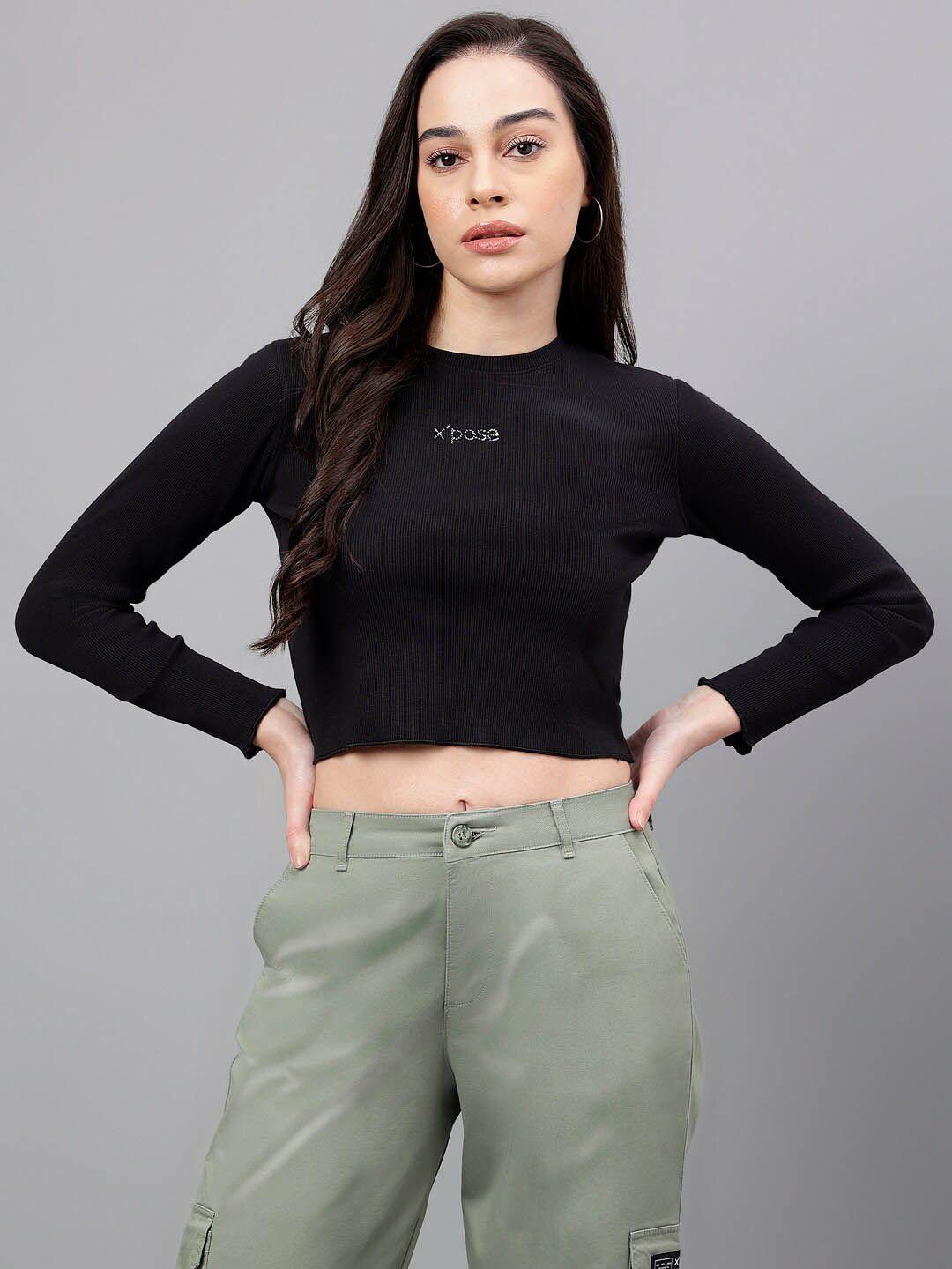 xpose black studded crop top