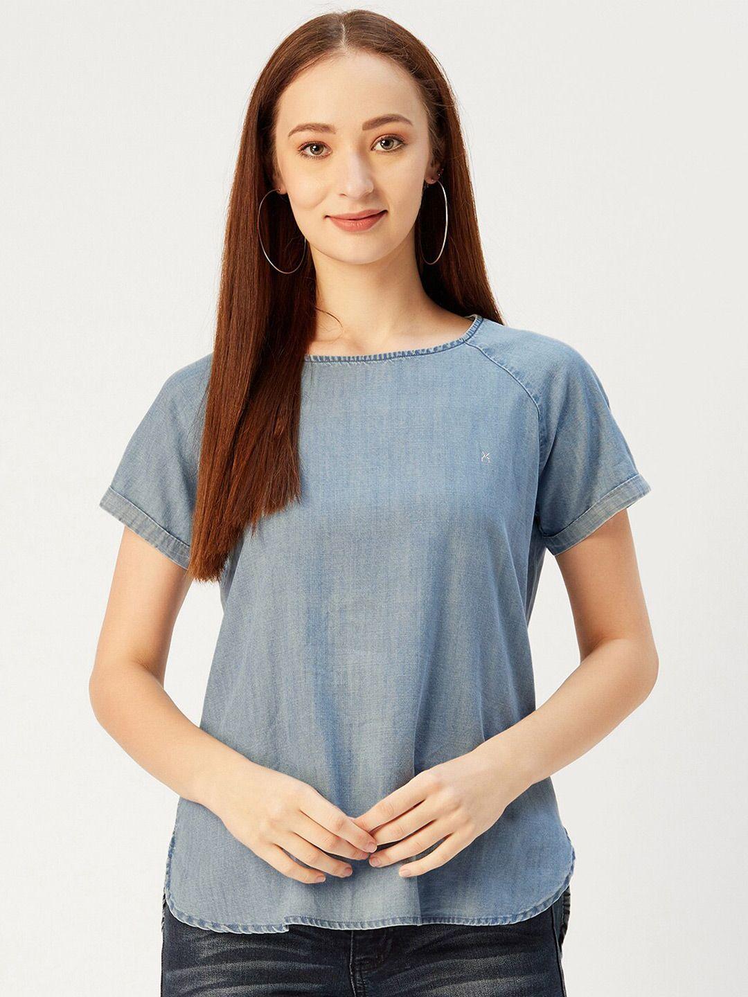 xpose blue denim regular top