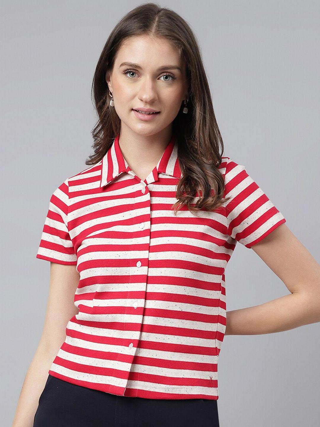 xpose comfort fit horizontal striped casual shirt