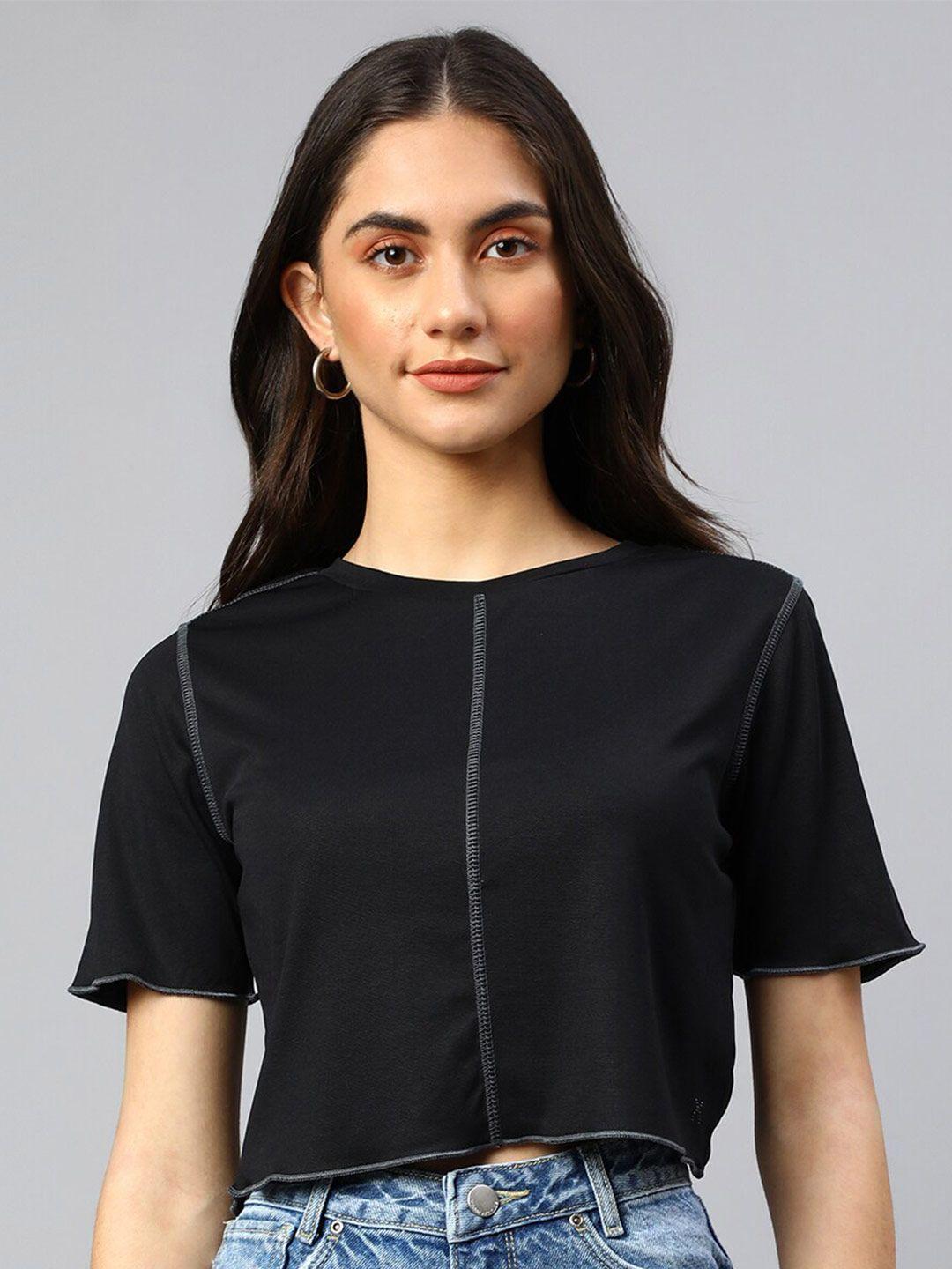 xpose women black crop top