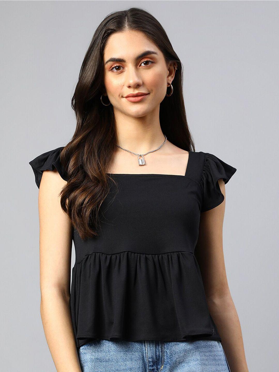 xpose women black ruffles empire top