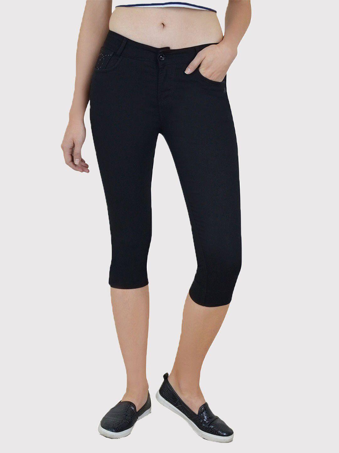 xpose women black skinny fit capris