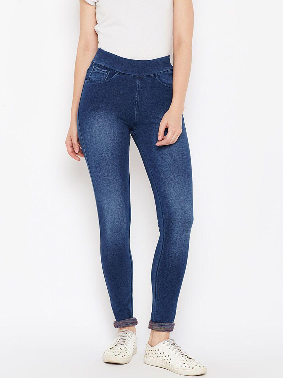 xpose women blue washed skinny-fit treggings