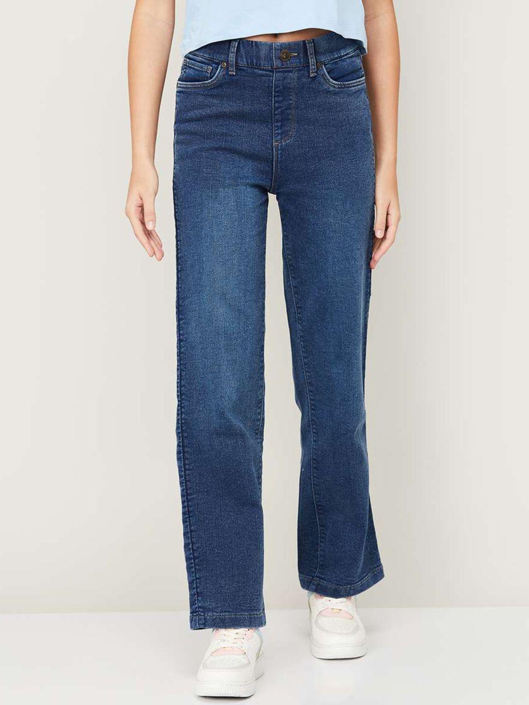 xpose women comfort high-rise slip- in wide leg jeans