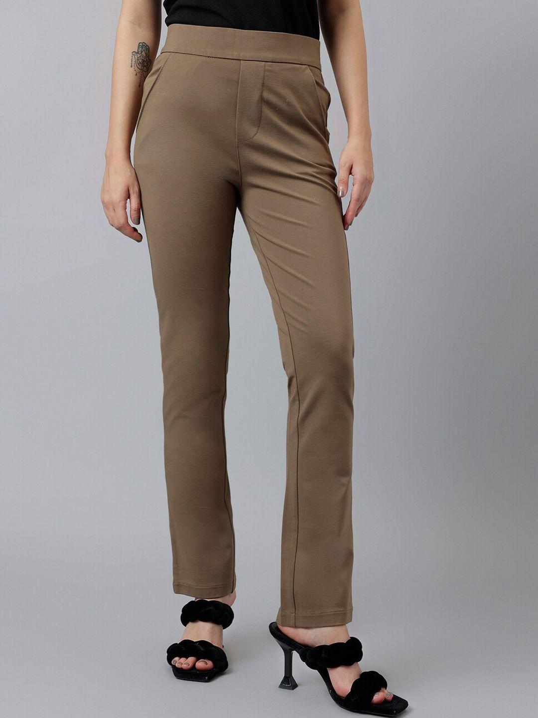 xpose women comfort slim fit high-rise trousers