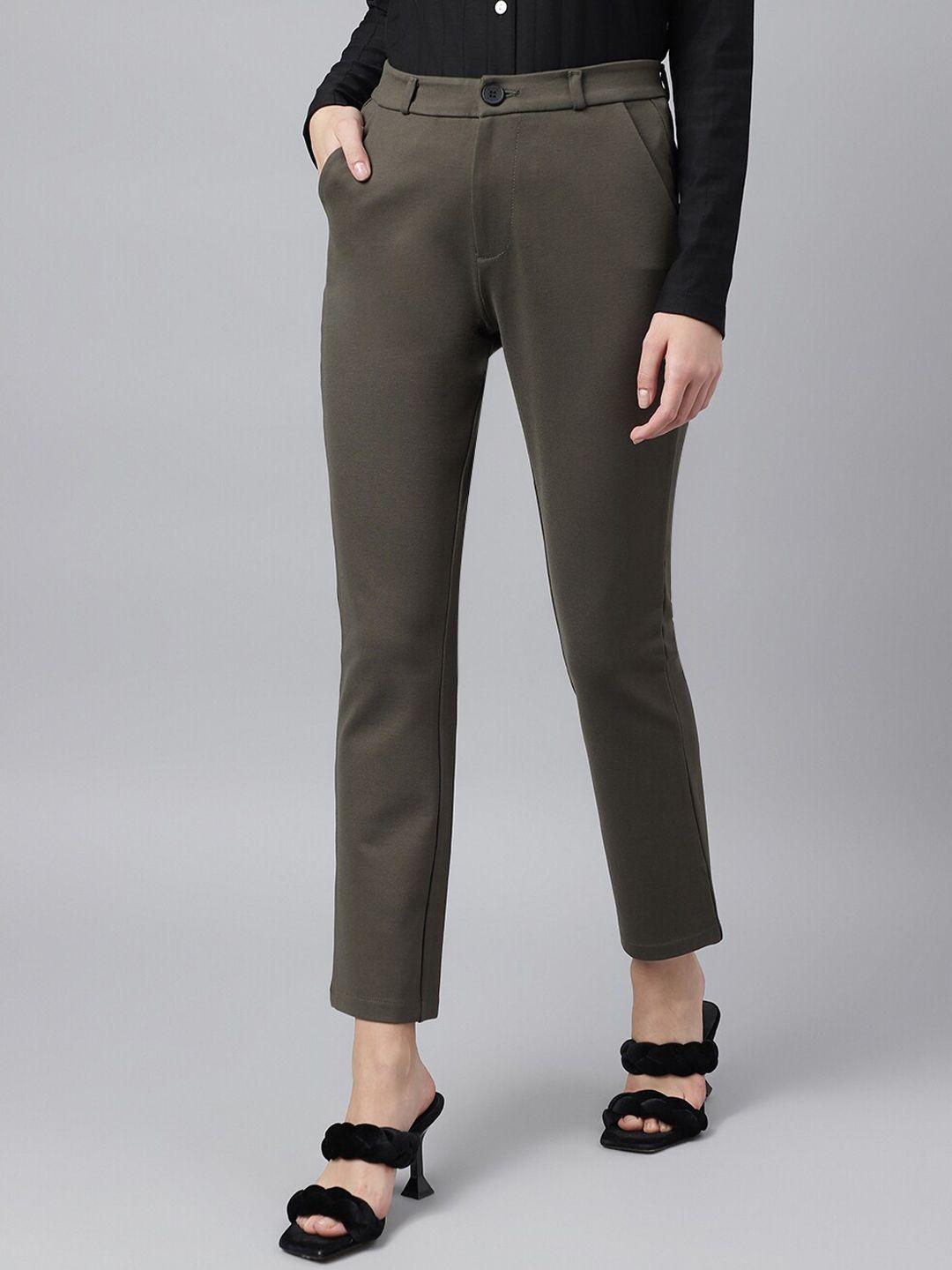 xpose women comfort straight fit high-rise trousers