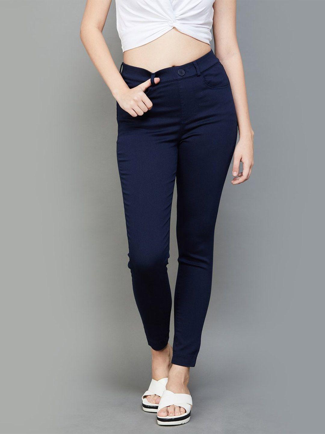 xpose women navy blue slim fit jeggings