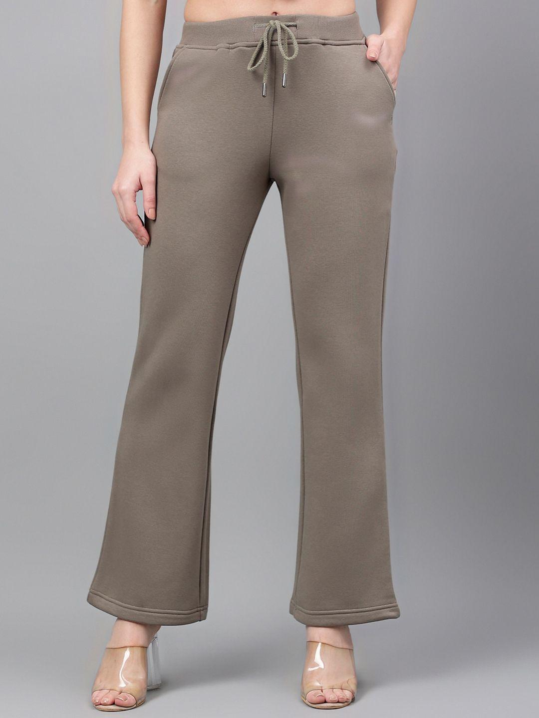 xpose women olive green comfort high-rise trousers