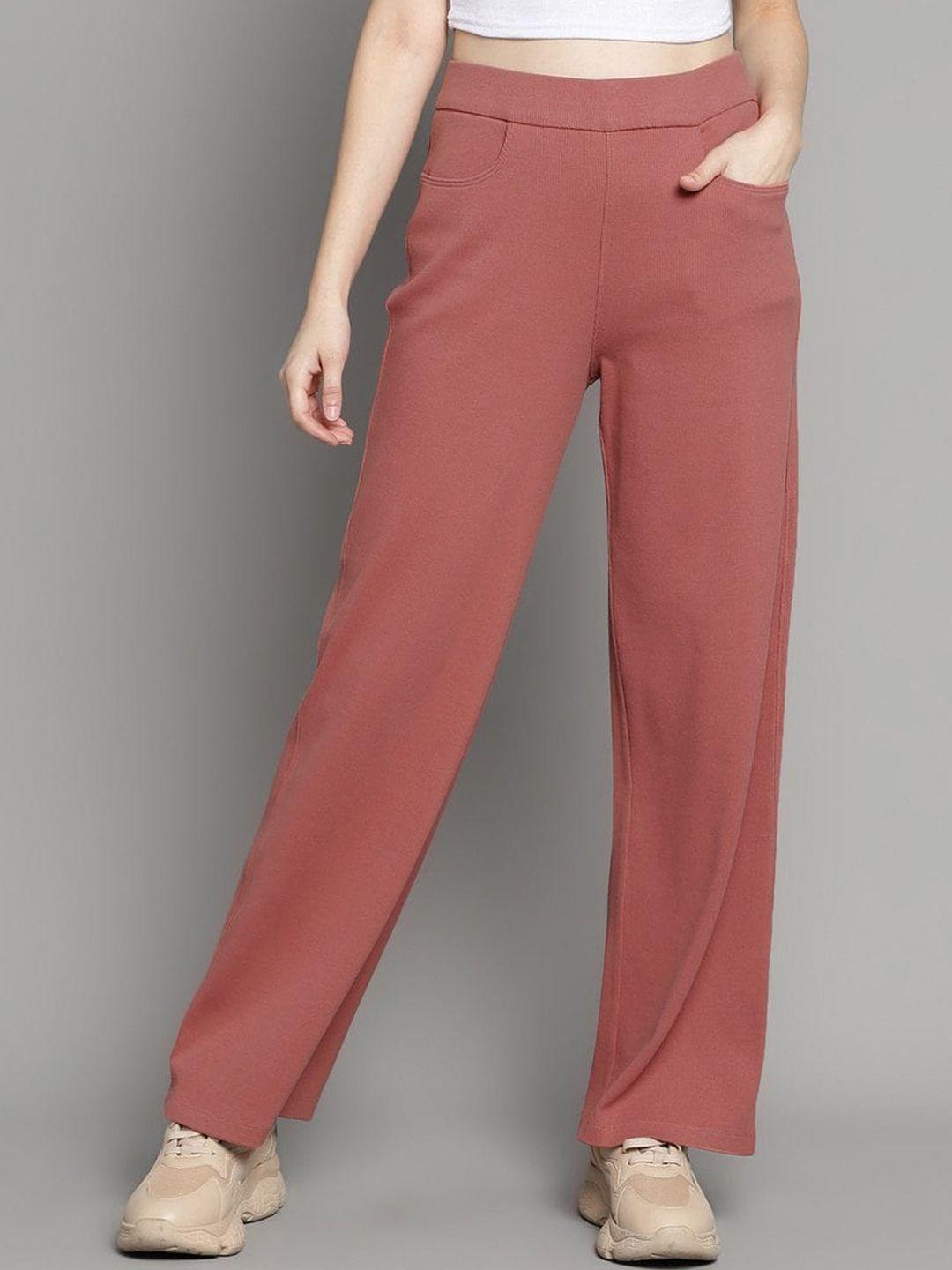 xpose women peach-coloured comfort high-rise trousers