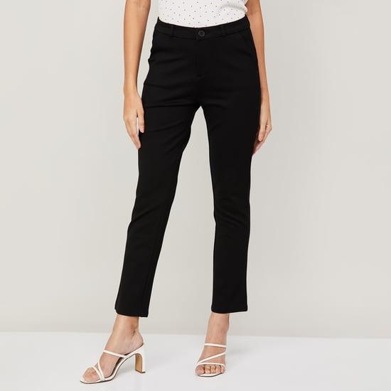xpose women solid cropped trousers