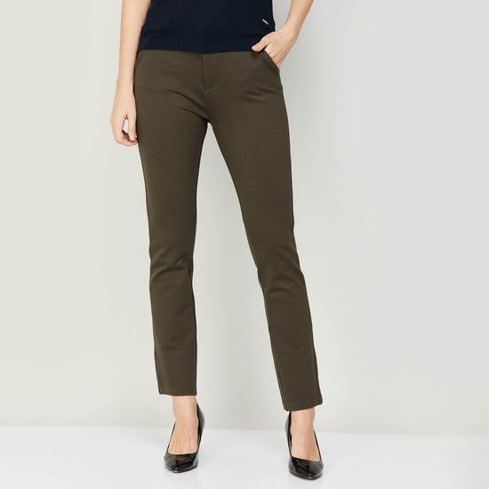 xpose women solid high-rise straight leg trousers