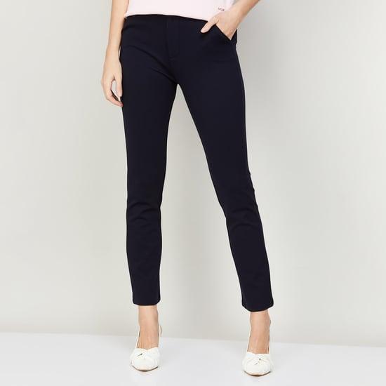 xpose women solid straight leg trousers