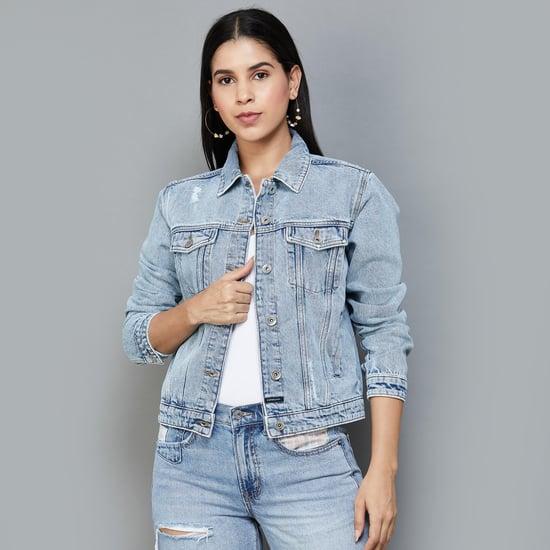 xpose women washed denim jacket