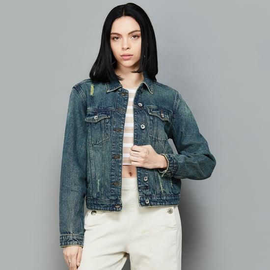 xpose women washed denim jacket