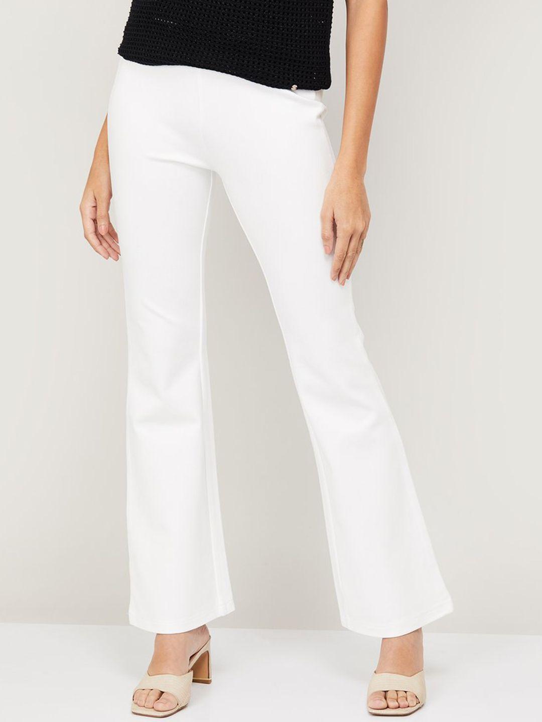 xpose women white comfort high-rise trousers