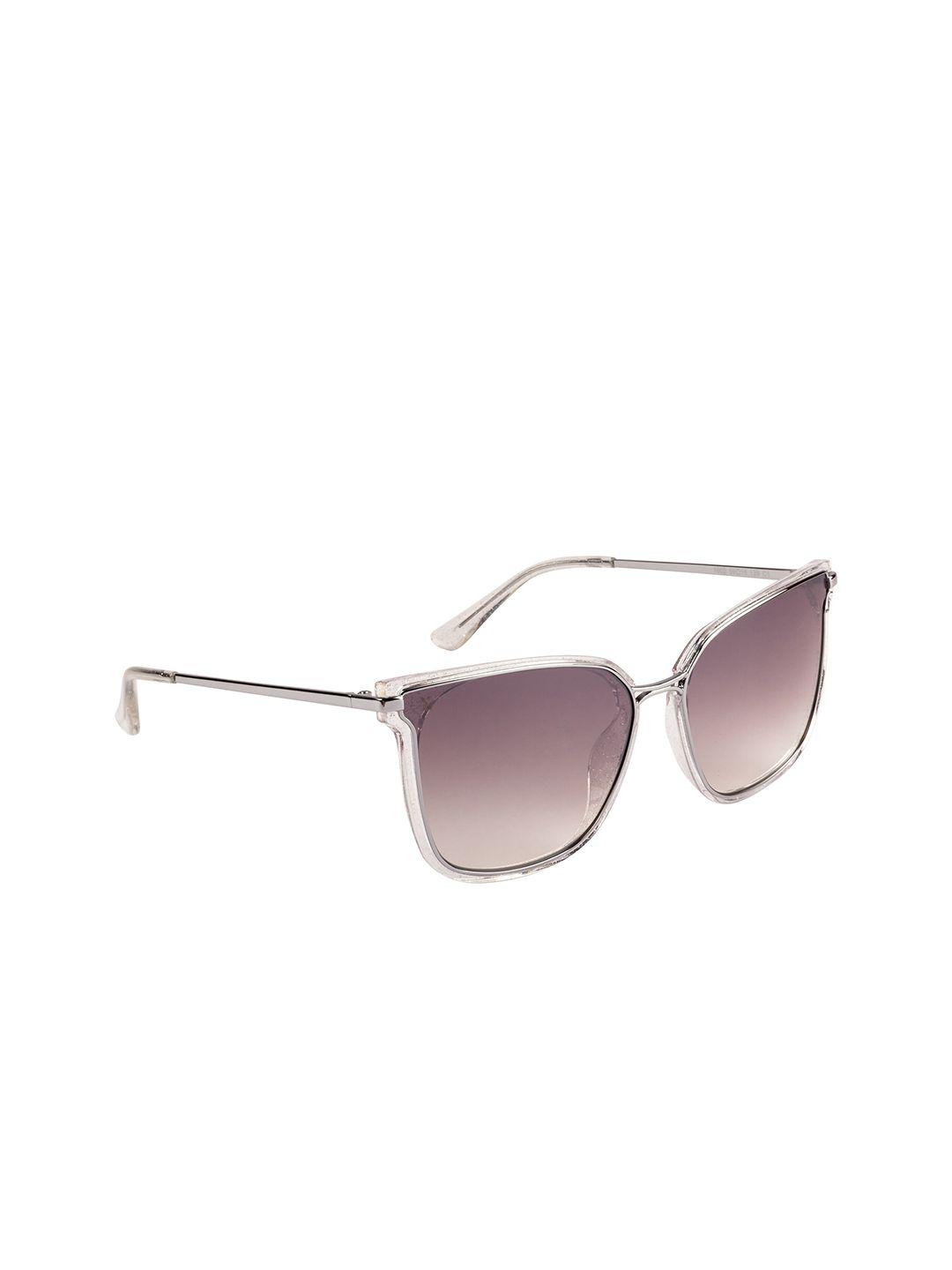 xpres women brown lens & silver-toned full rim wayfarer sunglasses with uv protected lens