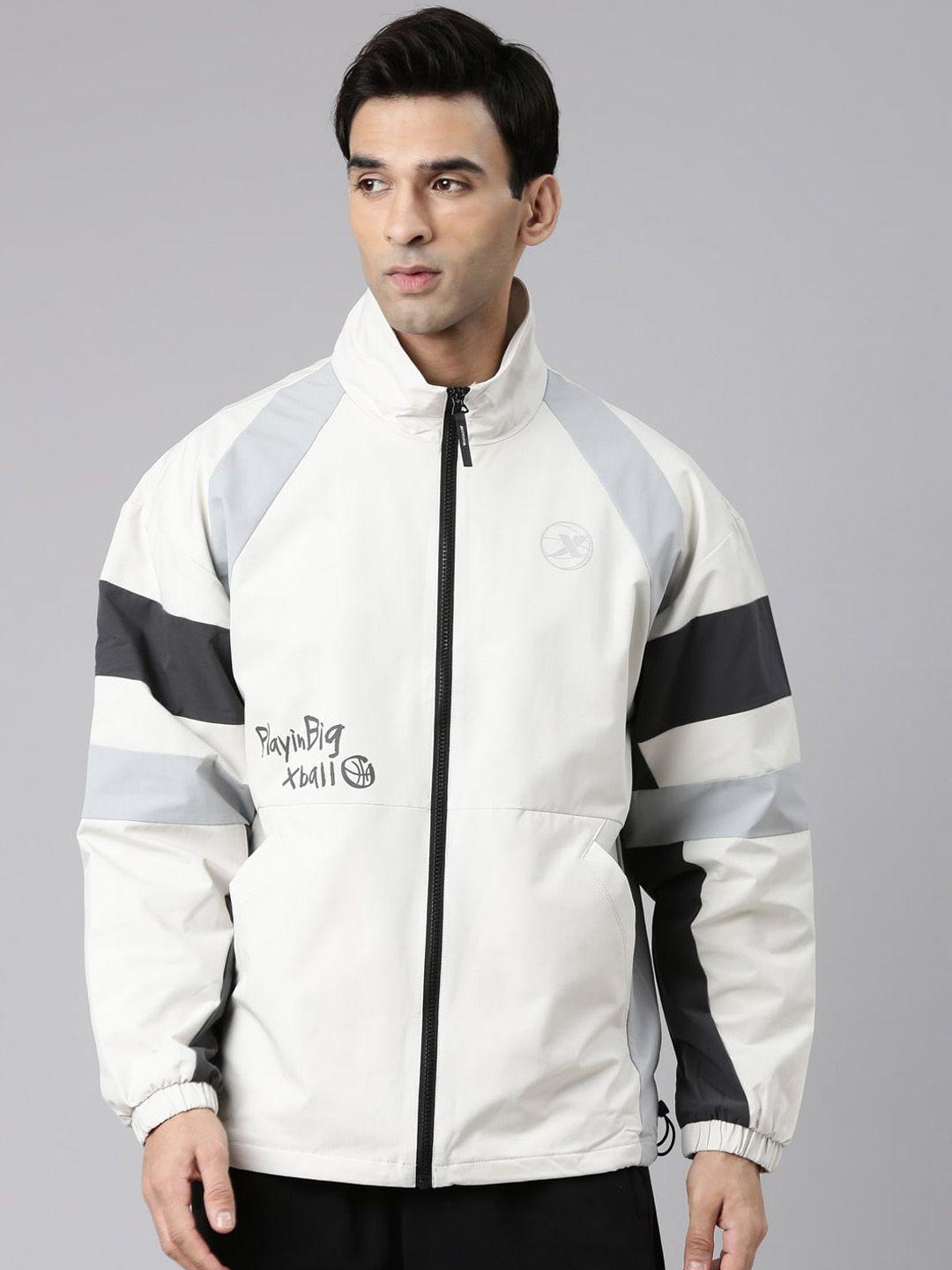 xtep striped mock collar windcheater sporty jacket