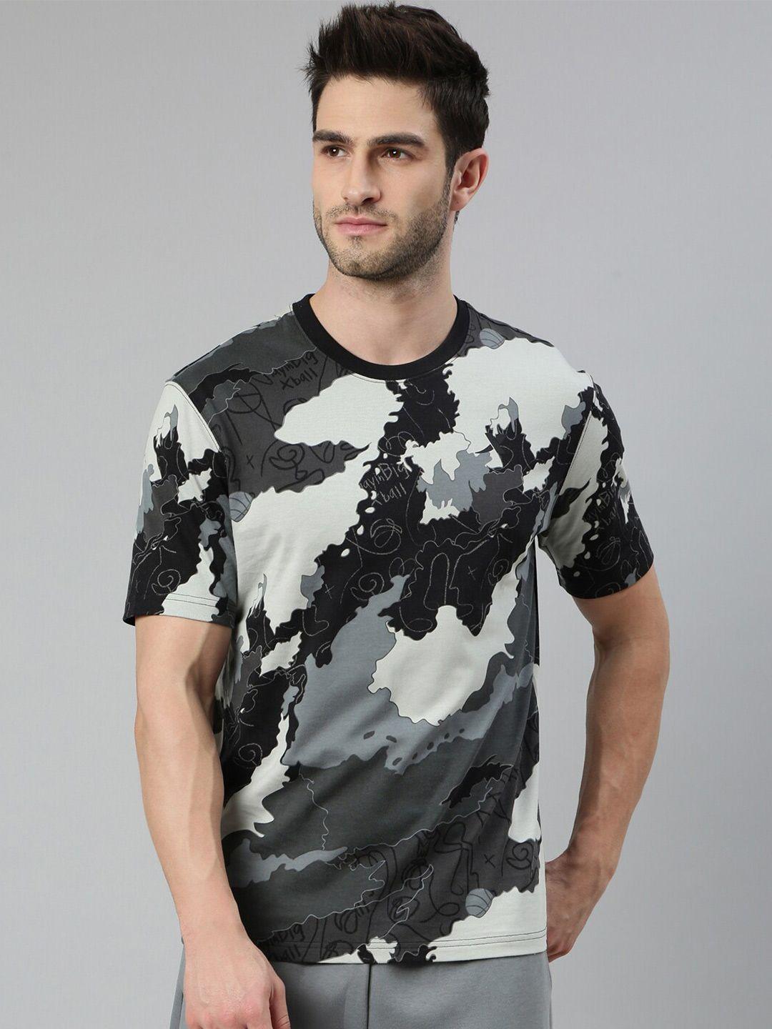 xtep abstract printed round neck cotton t-shirt