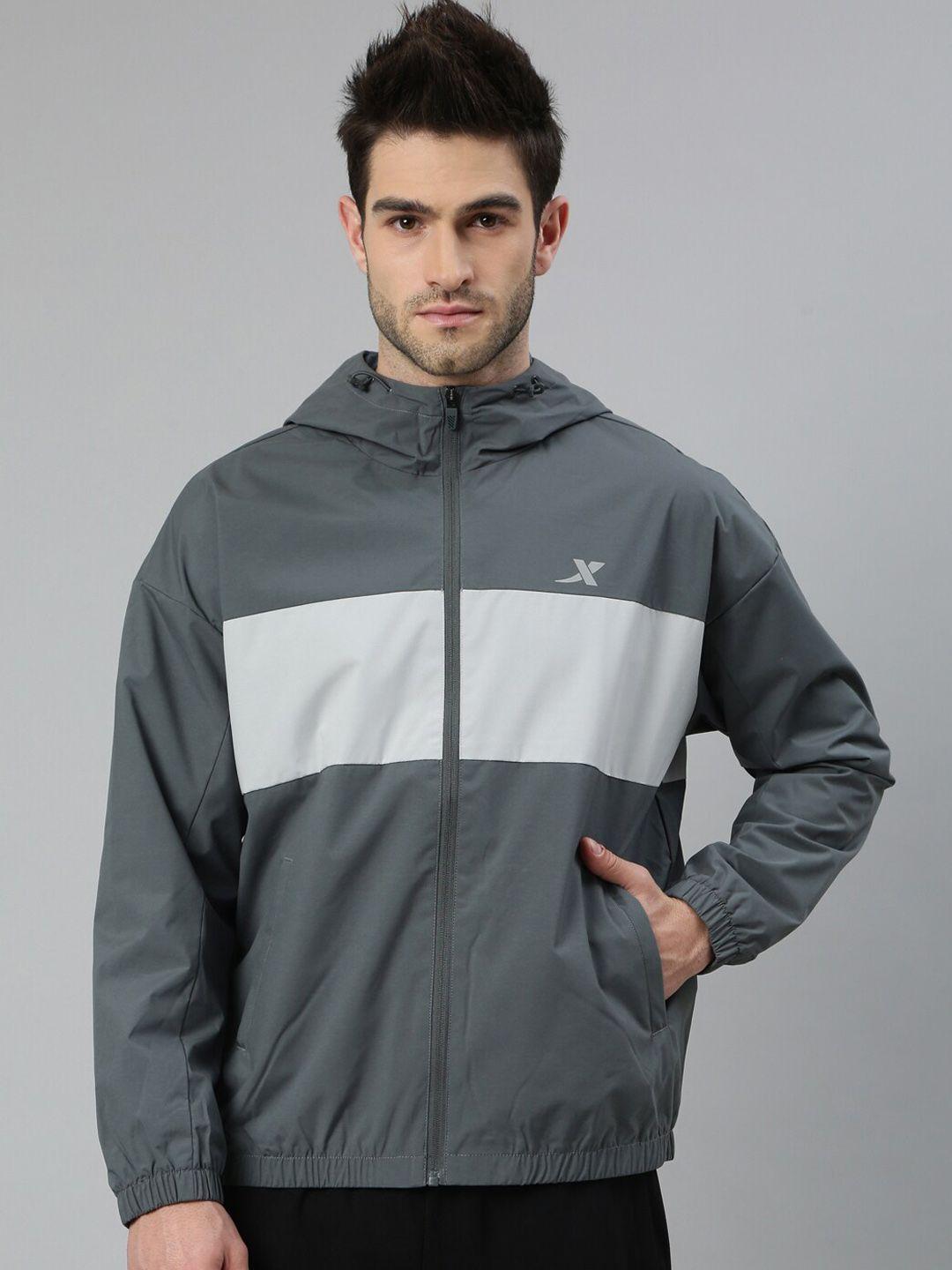 xtep colourblocked hooded windcheater running sporty jacket