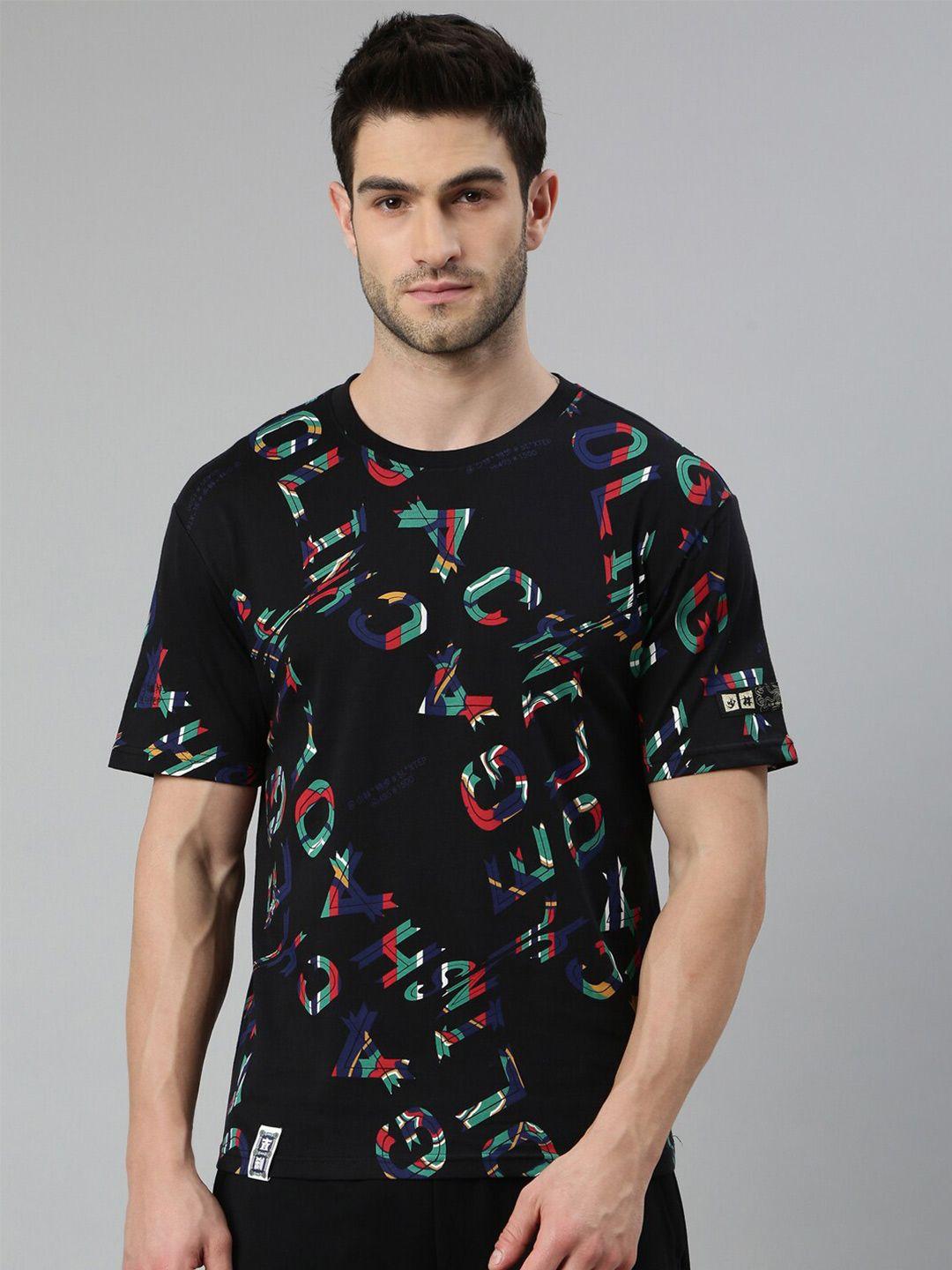 xtep men black printed t-shirt