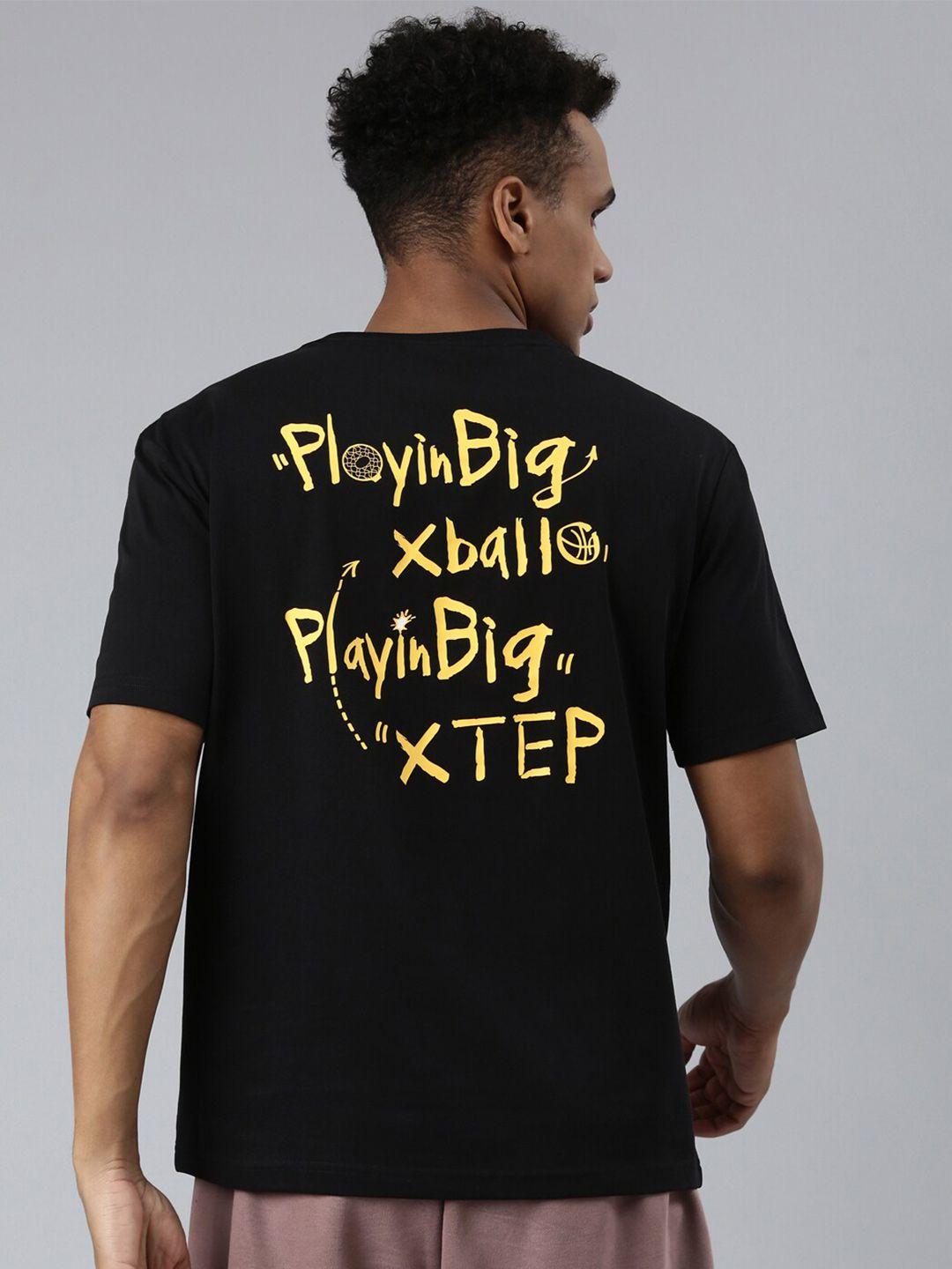 xtep men typography printed loose fit sports t-shirt